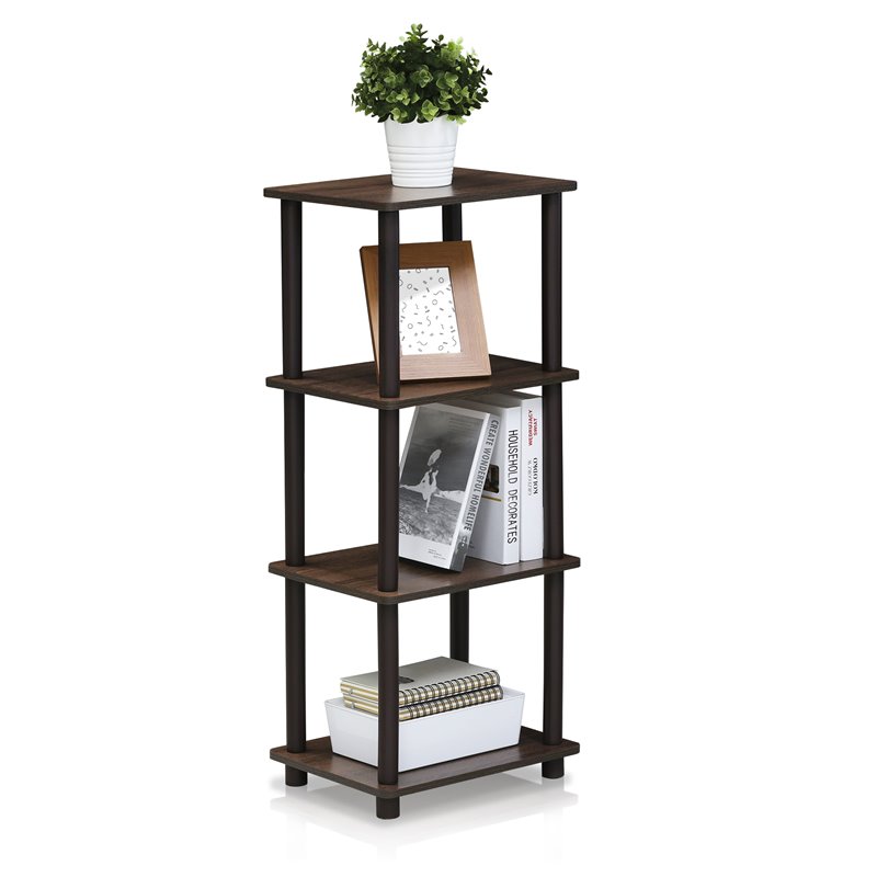 Pemberly Row Turn-N-Tube Engineered Wood 3 Space Shelf in Walnut/Brown