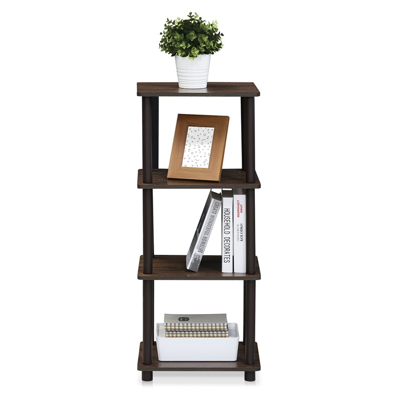 Pemberly Row Turn-N-Tube Engineered Wood 3 Space Shelf in Walnut/Brown