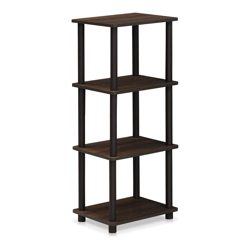 Pemberly Row Turn-N-Tube Engineered Wood 3 Space Shelf in Walnut/Brown