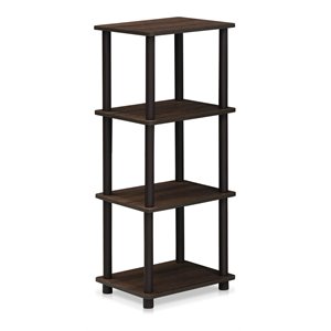 Pemberly Row Turn-N-Tube Engineered Wood 3 Space Shelf in Walnut/Brown