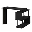 Pemberly Row L-Shape Computer Desk with 3-Tier Shelves in Americano/Black