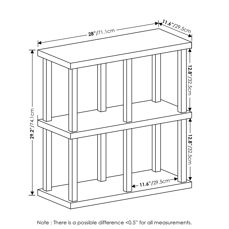 Pemberly Row Turn-N-Tube 4-Cube Decorative Display Shelf in Americano/Black