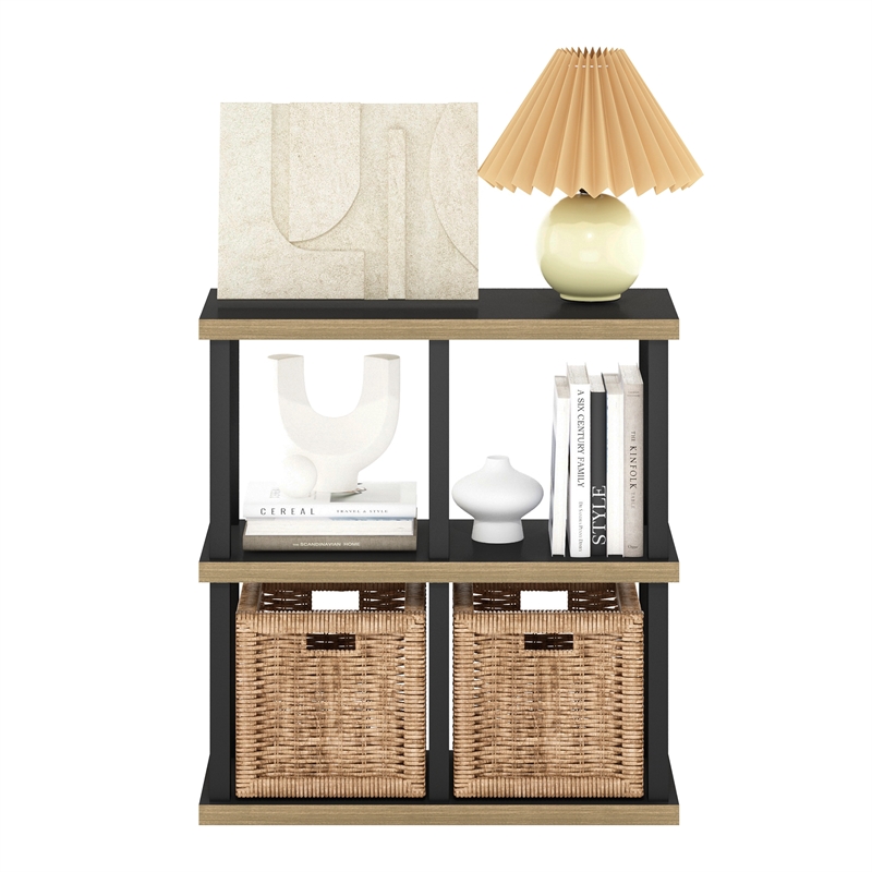 Pemberly Row Turn-N-Tube 4-Cube Decorative Display Shelf in Americano/Black
