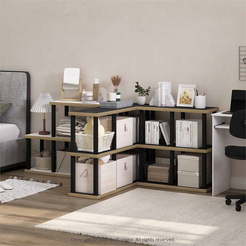 Pemberly Row Turn-N-Tube 4-Cube Decorative Display Shelf in Americano/Black
