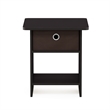 Pemberly Row End Table/ Night Stand Shelf with Bin Drawer in Dark Walnut