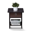 Pemberly Row End Table/ Night Stand Shelf with Bin Drawer in Dark Set of 2