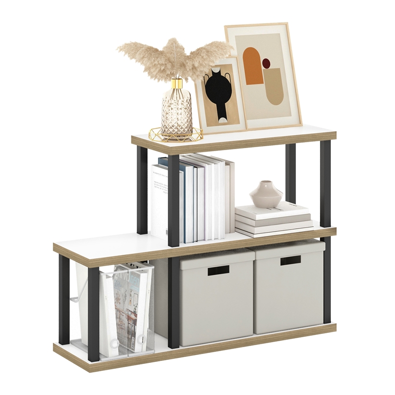 Pemberly Row Turn-N-Tube 3-Tier Ladder Decorative Display Solid White/Black