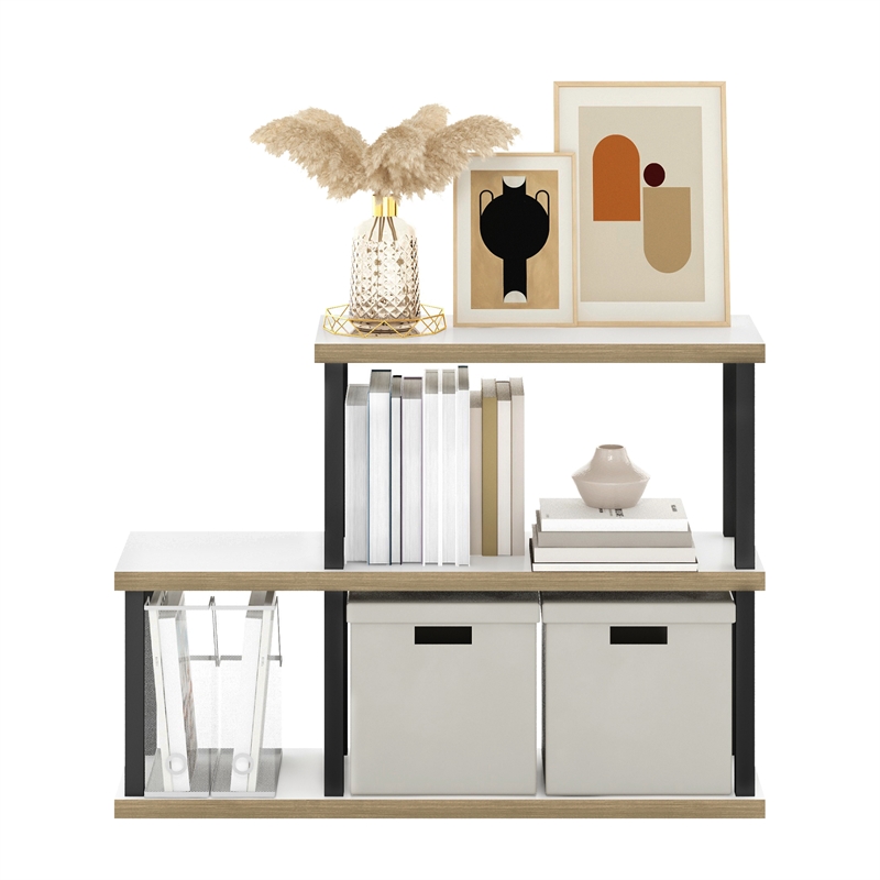 Pemberly Row Turn-N-Tube 3-Tier Ladder Decorative Display Solid White/Black