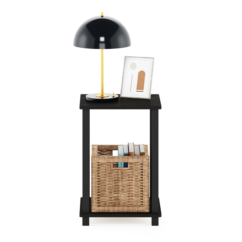 Pemberly Row Contemporary End Table in Small in Espresso/Black
