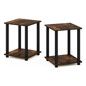 Pemberly Row Contemporary End Table in Set of Two in Amber Pine/Black