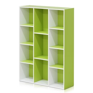 Pemberly Row Engineered Wood 11-Cube Reversible Open Shelf Bookcase in Green
