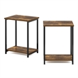 Pemberly Row Industrial Metal Frame End Table in 2-Pack in Amber Pine