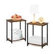 Pemberly Row Industrial Metal Frame End Table in 2-Pack in Amber Pine