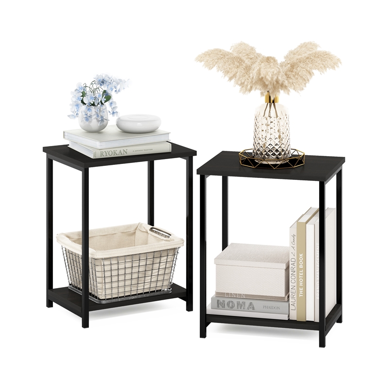 Pemberly Row Industrial Metal Frame End Table in 2-Pack in Espresso