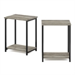 Pemberly Row Industrial Metal Frame End Table in 2-Pack in French Oak