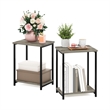 Pemberly Row Industrial Metal Frame End Table in 2-Pack in French Oak