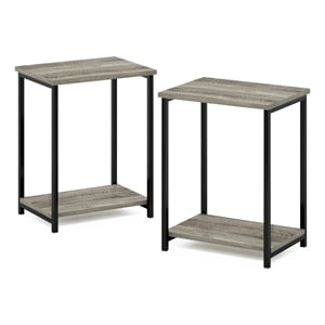 Pemberly Row Industrial Metal Frame End Table in 2-Pack in French Oak