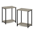 Pemberly Row Industrial Metal Frame End Table in 2-Pack in French Oak