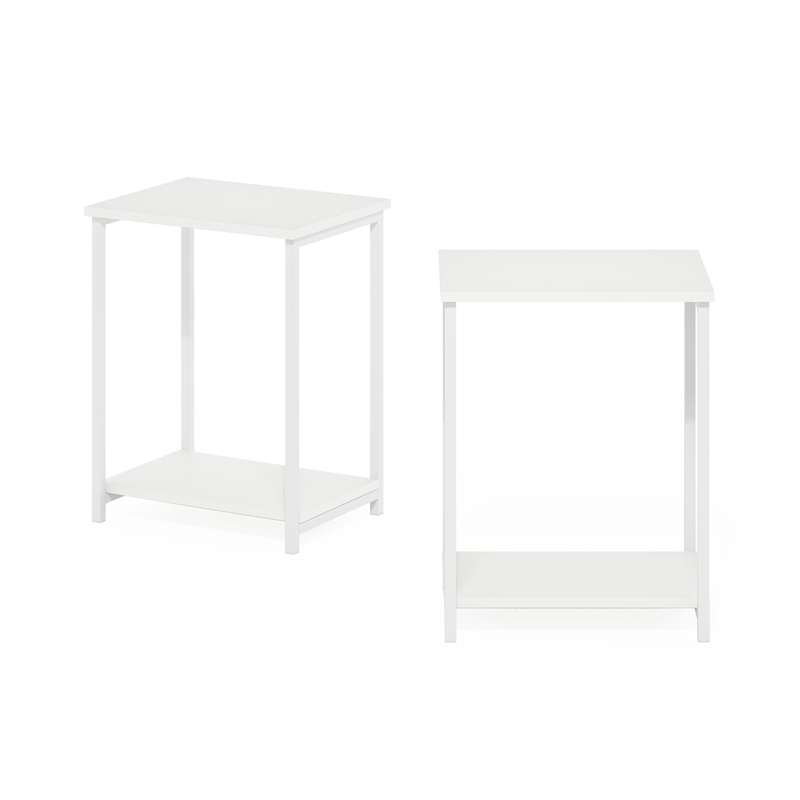Pemberly Row Industrial Metal Frame End Table in 2-Pack in White
