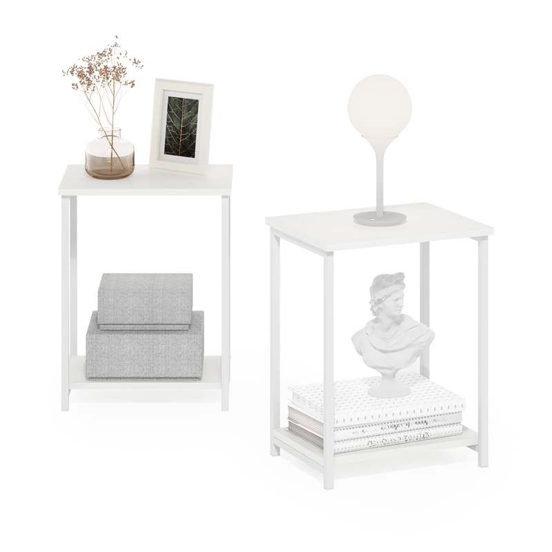 Pemberly Row Industrial Metal Frame End Table in 2-Pack in White