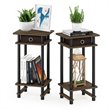 Pemberly Row Turn-N-Tube Engineered Wood End Table with Bin in Walnut (Set of 2)