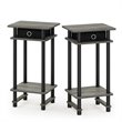 Pemberly Row Turn-N-Tube Wood End Table with Bin in Oak Gray (Set of 2)