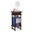 Pemberly Row Turn-N-Tube Engineered Wood End Table with Bin in Columbia Walnut