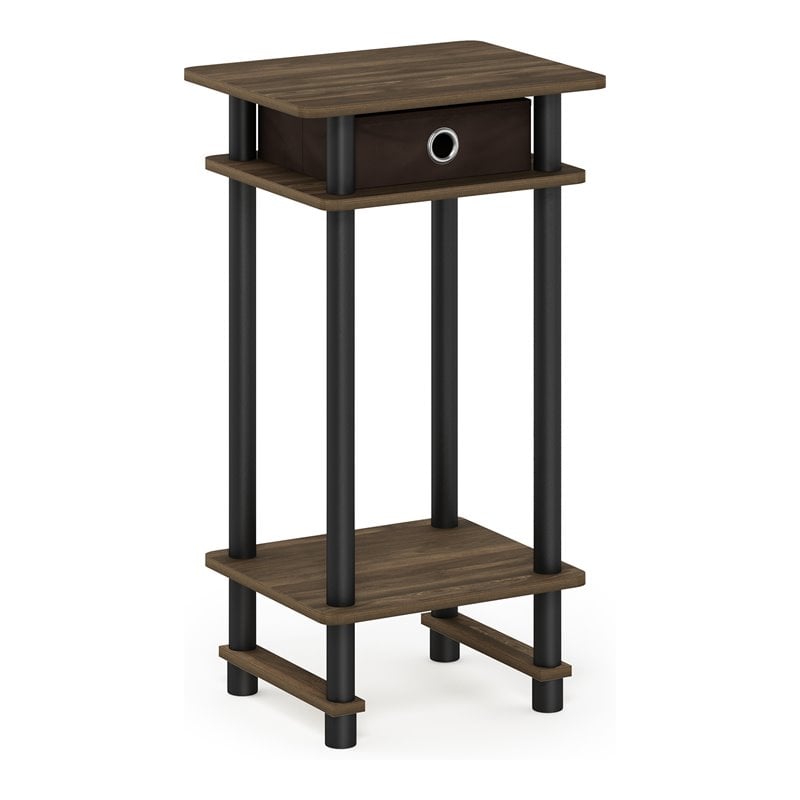 Pemberly Row Turn-N-Tube Engineered Wood End Table with Bin in Columbia Walnut