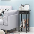 Pemberly Row Turn-N-Tube Wood End Table with Bin in French Oak Gray/Black