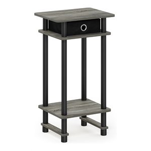 Pemberly Row Turn-N-Tube Wood End Table with Bin in French Oak Gray/Black