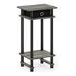 Pemberly Row Turn-N-Tube Wood End Table with Bin in French Oak Gray/Black