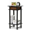 Pemberly Row Turn-N-Tube Wood Tall End Table with Bin in Espresso/Brown