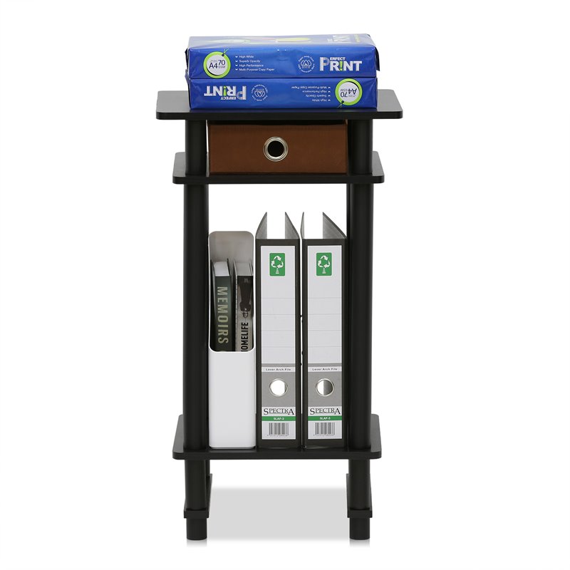 Pemberly Row Turn-N-Tube Wood Tall End Table with Bin in Espresso/Brown