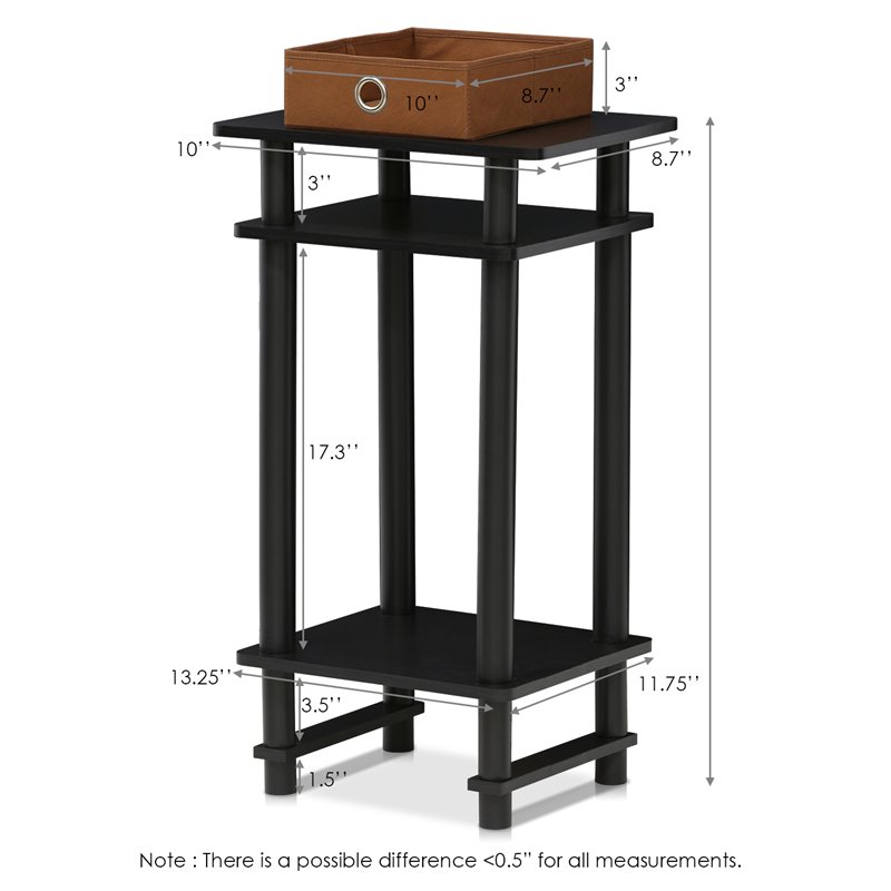 Pemberly Row Turn-N-Tube Wood Tall End Table with Bin in Espresso/Brown
