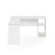 Pemberly Row Engineered Wood L-Shaped Desk with Bookshelves in White