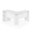 Pemberly Row Engineered Wood L-Shaped Desk with Bookshelves in White