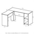 Pemberly Row Engineered Wood L-Shaped Desk with Bookshelves in White