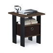 Pemberly Row Engineered Wood End Table with Bin Drawer in Walnut (Set of 2)