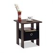 Pemberly Row Engineered Wood End Table with Bin Drawer in Dark Brown/Black