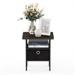Pemberly Row Engineered Wood End Table with Bin Drawer in Dark Brown/Black