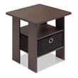 Pemberly Row Engineered Wood End Table with Bin Drawer in Dark Brown/Black