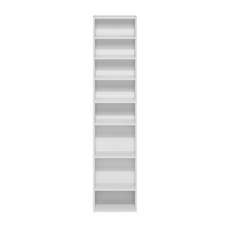 Pemberly Row 8-Tier Adjustable Shelves Multimedia Media Storage Tower Rack White