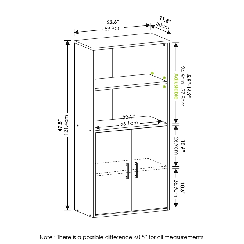 Pemberly Row Storage Bookcase in Bookshelf in Multipurpose Shelf in Black Oak