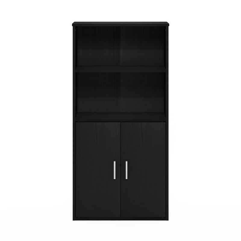 Pemberly Row Storage Bookcase in Bookshelf in Multipurpose Shelf in Black Oak