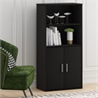 Pemberly Row Storage Bookcase in Bookshelf in Multipurpose Shelf in Black Oak