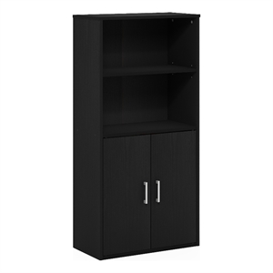 Pemberly Row Storage Bookcase in Bookshelf in Multipurpose Shelf in Black Oak