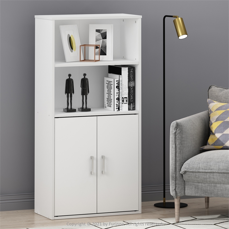 Pemberly Row Storage Bookcase in Bookshelf in Multipurpose Shelf in White