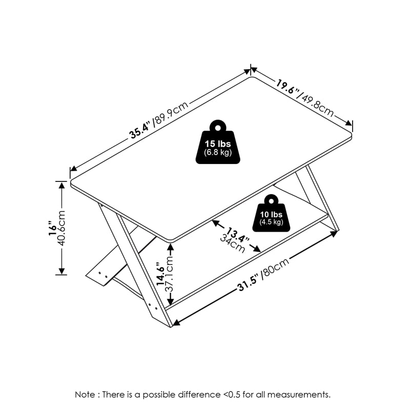 Pemberly Row Contemporary Criss-Crossed Coffee Table in Amber Pine