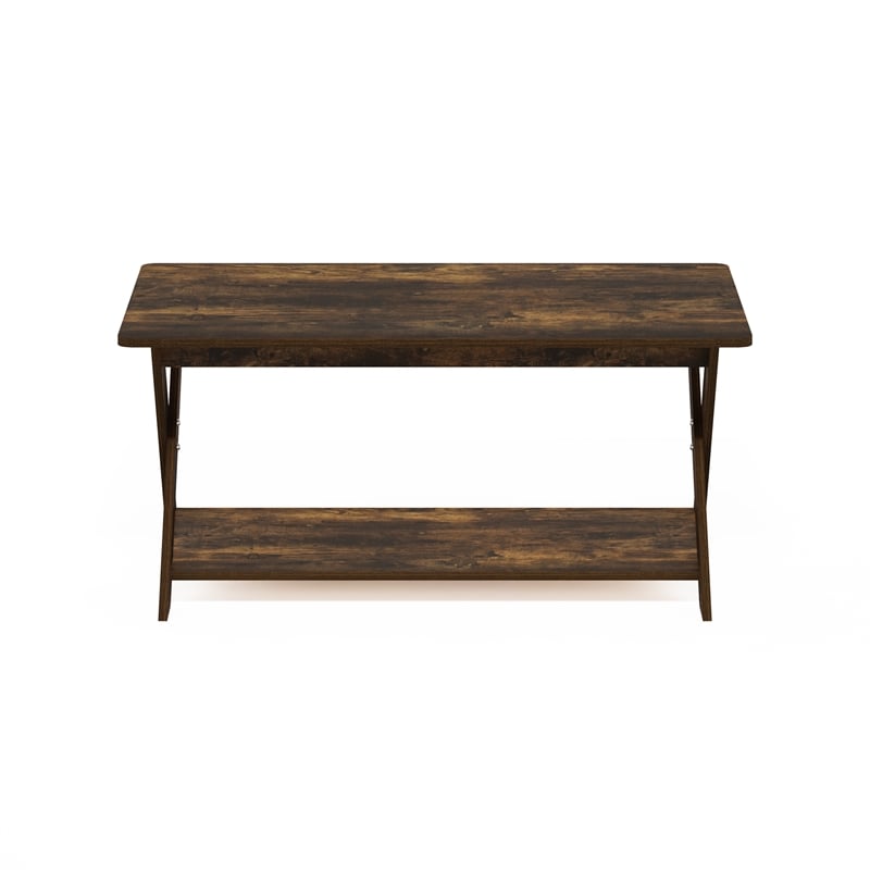 Pemberly Row Contemporary Criss-Crossed Coffee Table in Amber Pine