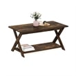 Pemberly Row Contemporary Criss-Crossed Coffee Table in Amber Pine
